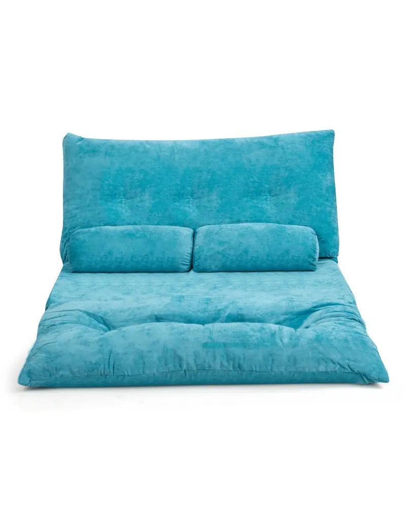 6-Position Adjustable Sleeper Lounge Couch with 2 Pillows-Blue - Blue - Floor Chairs