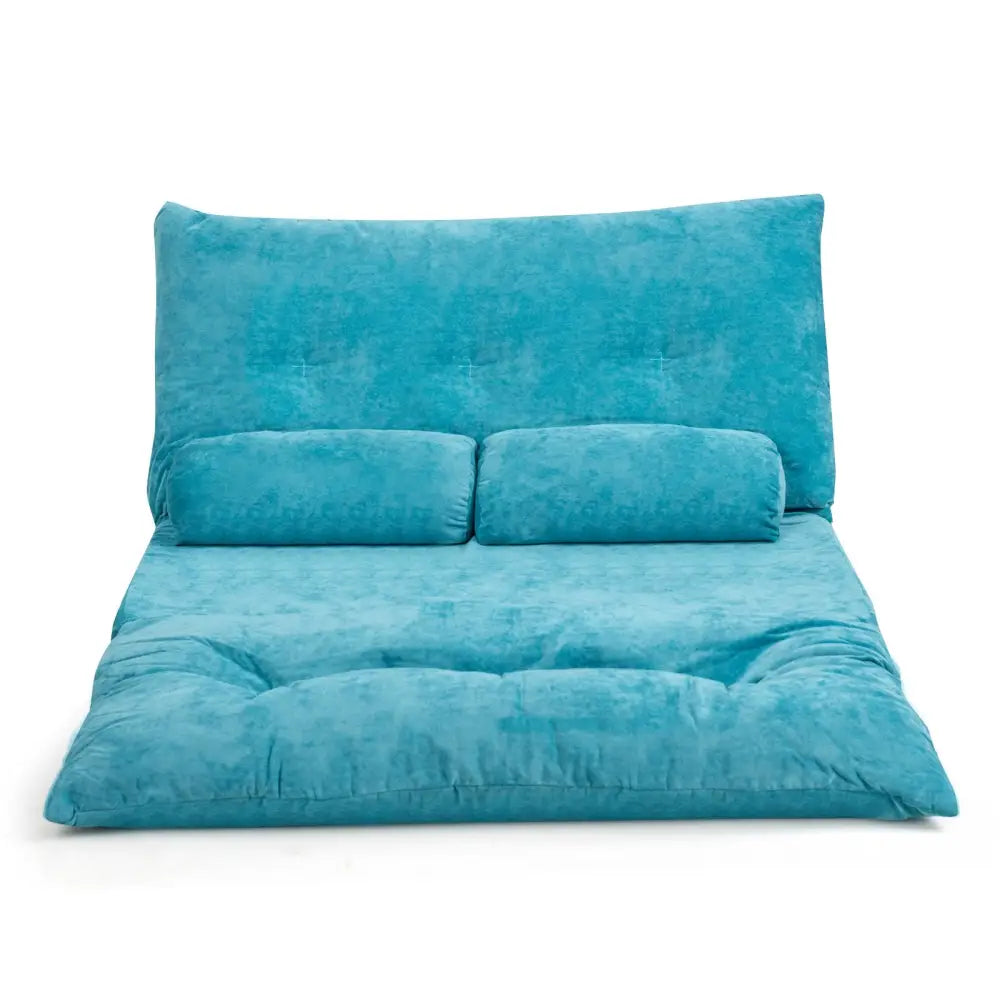 6-Position Adjustable Sleeper Lounge Couch with 2 Pillows-Blue - Blue - Floor Chairs