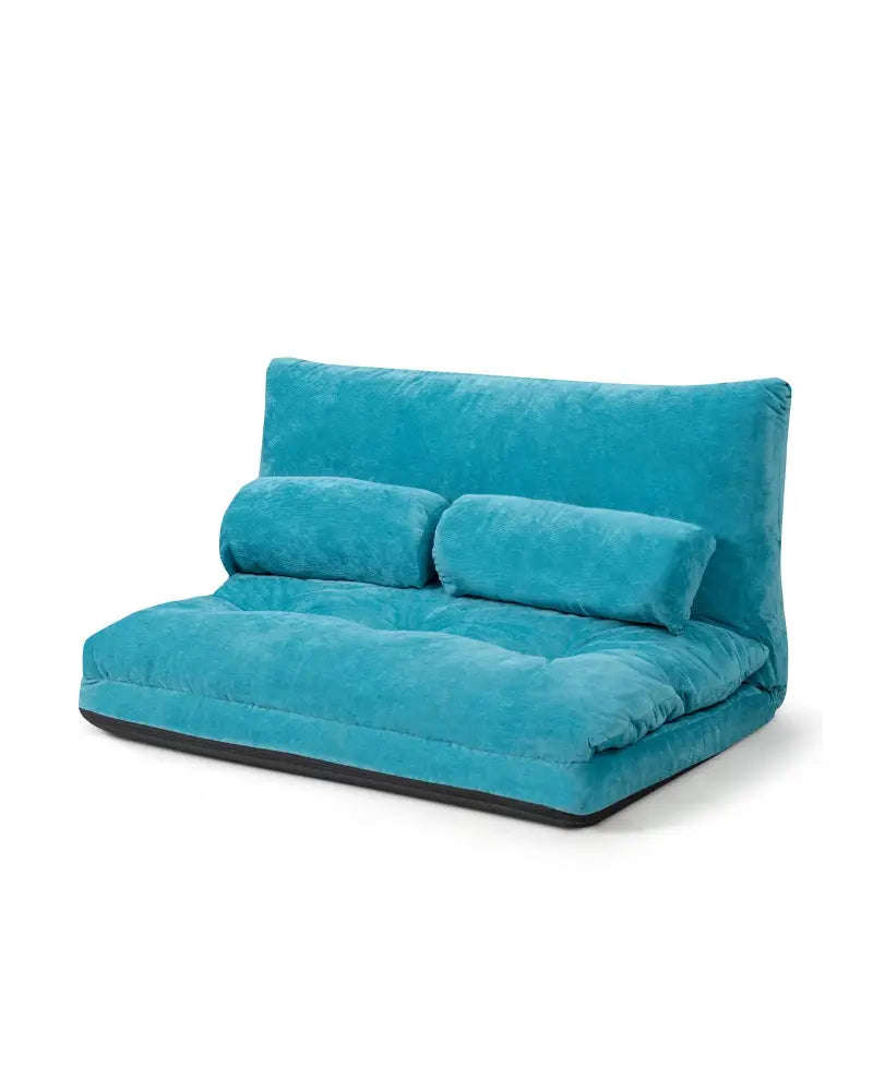 6-Position Adjustable Sleeper Lounge Couch with 2 Pillows-Blue - Blue - Floor Chairs