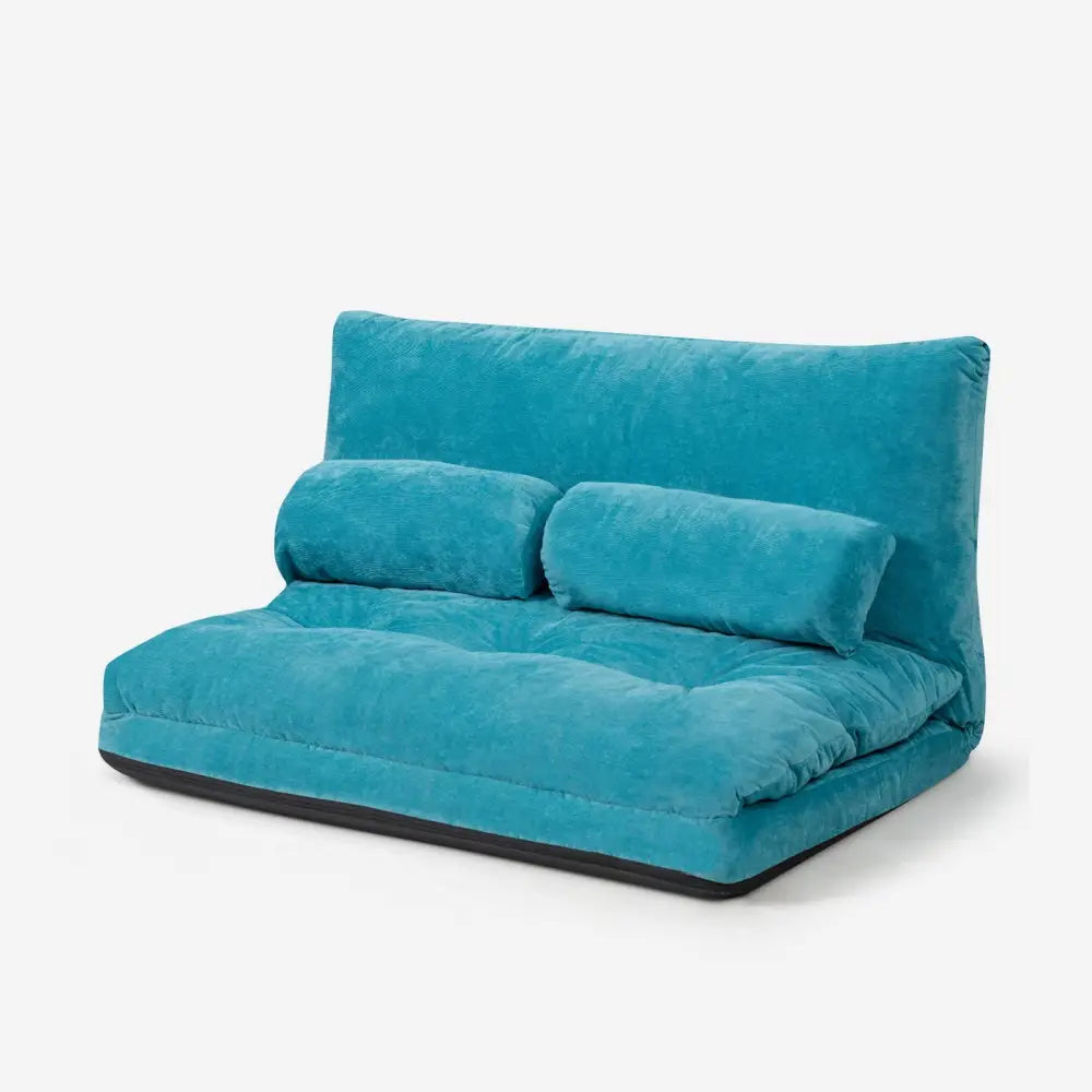 6-Position Adjustable Sleeper Lounge Couch with 2 Pillows-Blue - Blue - Floor Chairs