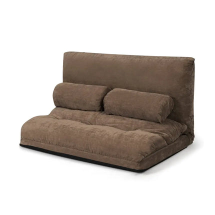 6-Position Adjustable Sleeper Lounge Couch with 2 Pillows-Brown - Brown - Floor Chairs