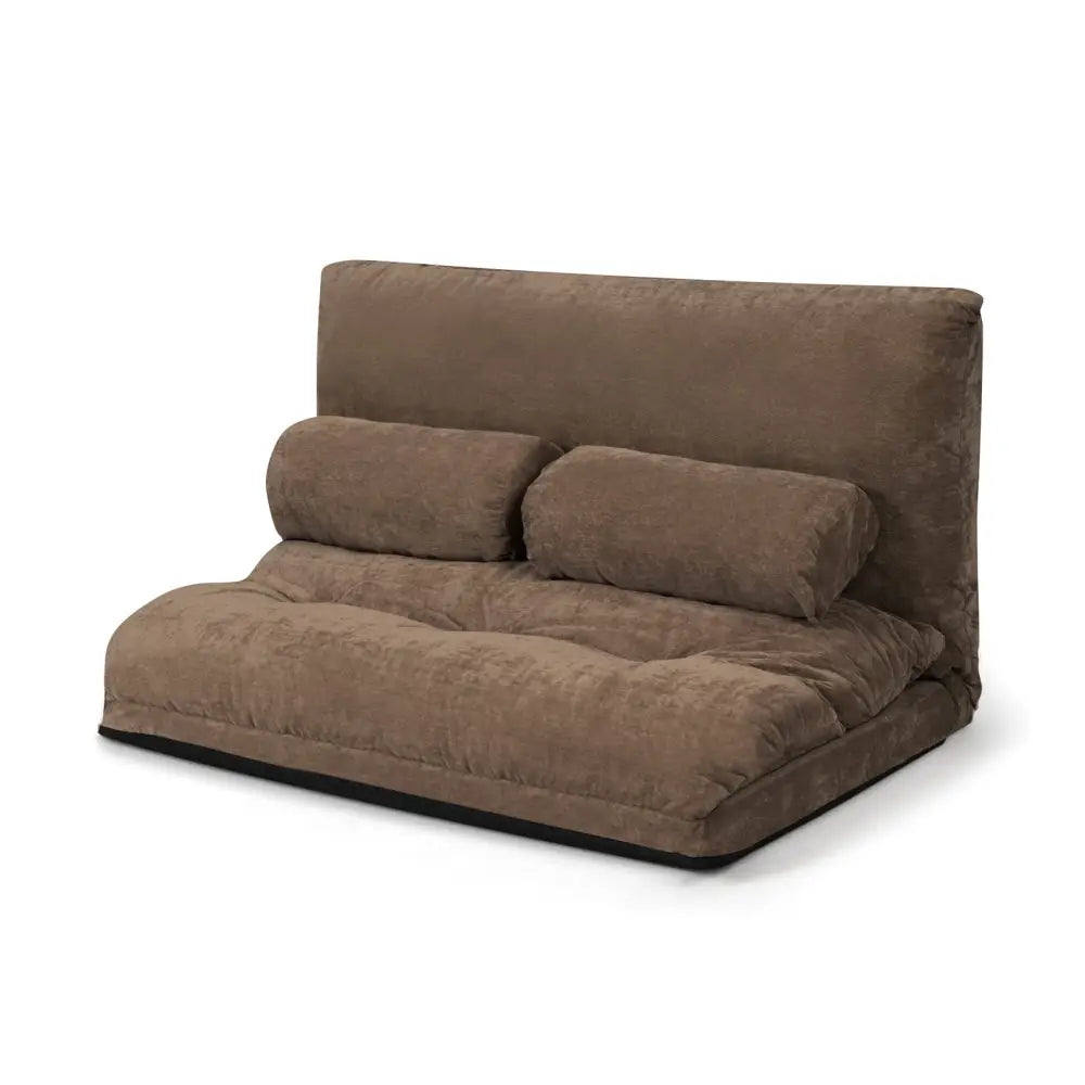 6-Position Adjustable Sleeper Lounge Couch with 2 Pillows-Brown - Brown - Floor Chairs