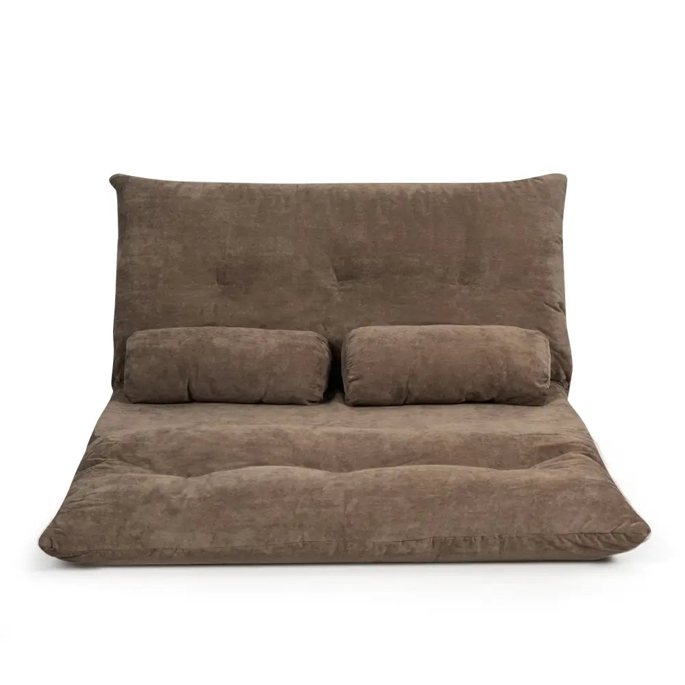 6-Position Adjustable Sleeper Lounge Couch with 2 Pillows-Brown - Brown - Floor Chairs