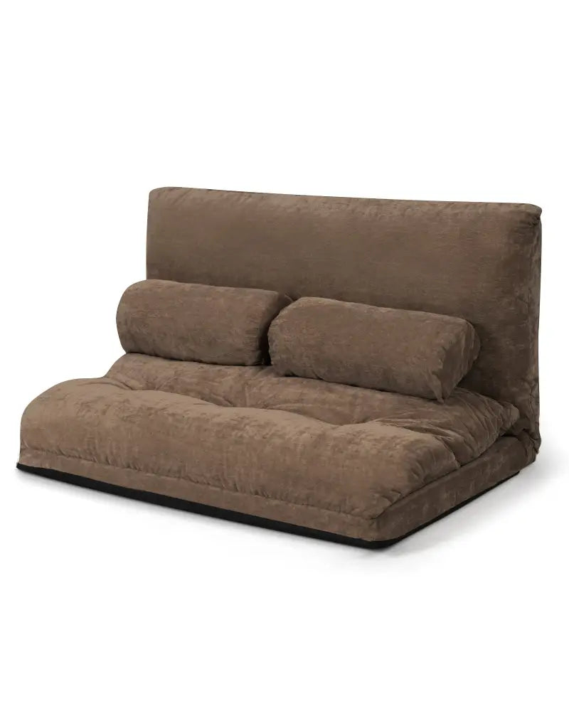 6-Position Adjustable Sleeper Lounge Couch with 2 Pillows-Brown - Brown - Floor Chairs