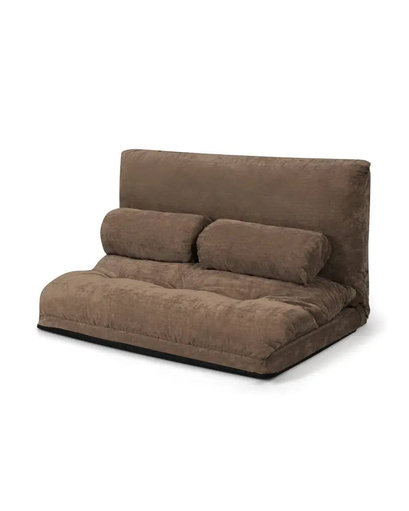 6-Position Adjustable Sleeper Lounge Couch with 2 Pillows-Brown - Brown - Floor Chairs