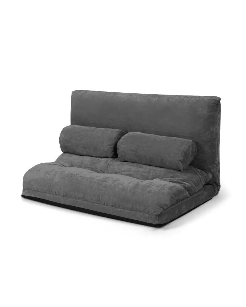 6-Position Adjustable Sleeper Lounge Couch with 2 Pillows-Gray - Gray - Floor Chairs