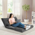 6-Position Adjustable Sleeper Lounge Couch with 2 Pillows-Gray - Gray - Floor Chairs