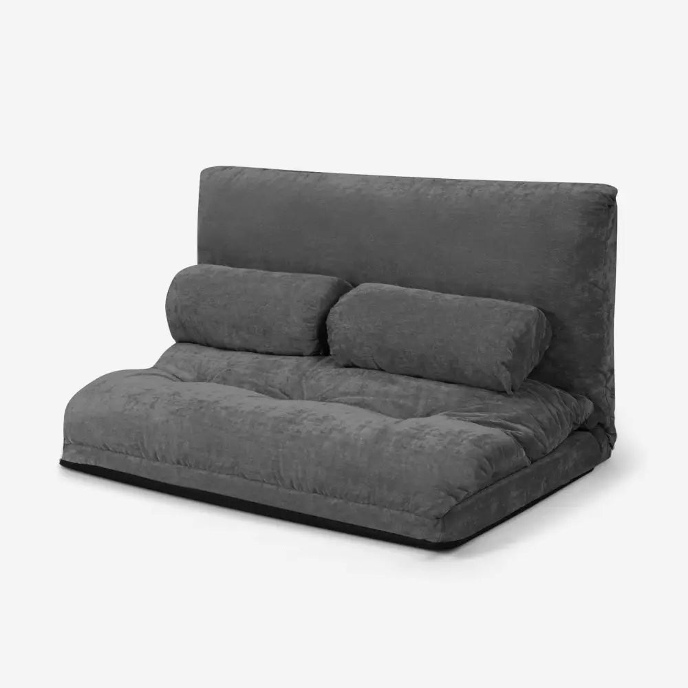 6-Position Adjustable Sleeper Lounge Couch with 2 Pillows-Gray - Gray - Floor Chairs