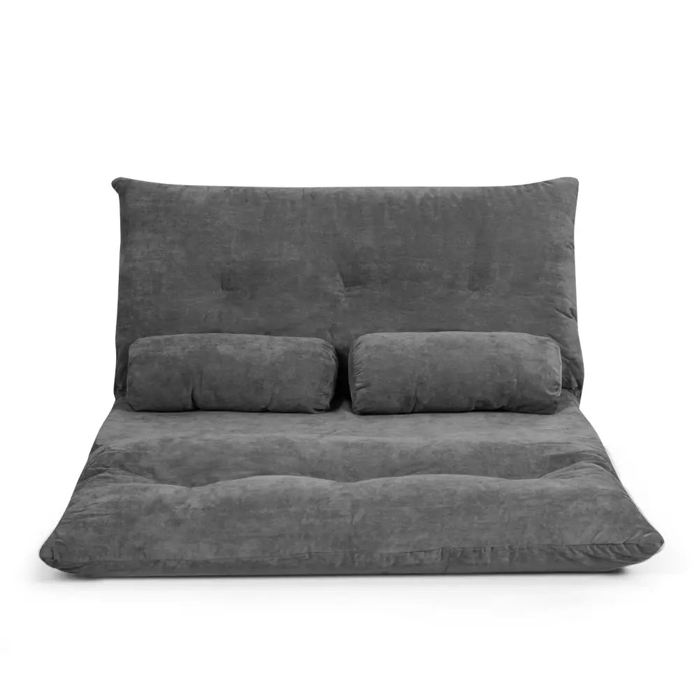 6-Position Adjustable Sleeper Lounge Couch with 2 Pillows-Gray - Gray - Floor Chairs