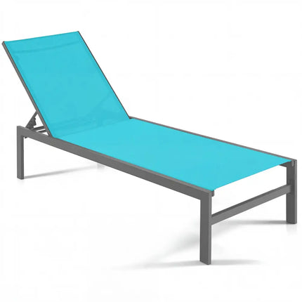 6-Position Chaise Lounge Chairs with Rustproof Aluminium Frame-Turquoise - Turquoise - Outdoor Chaise Lounges