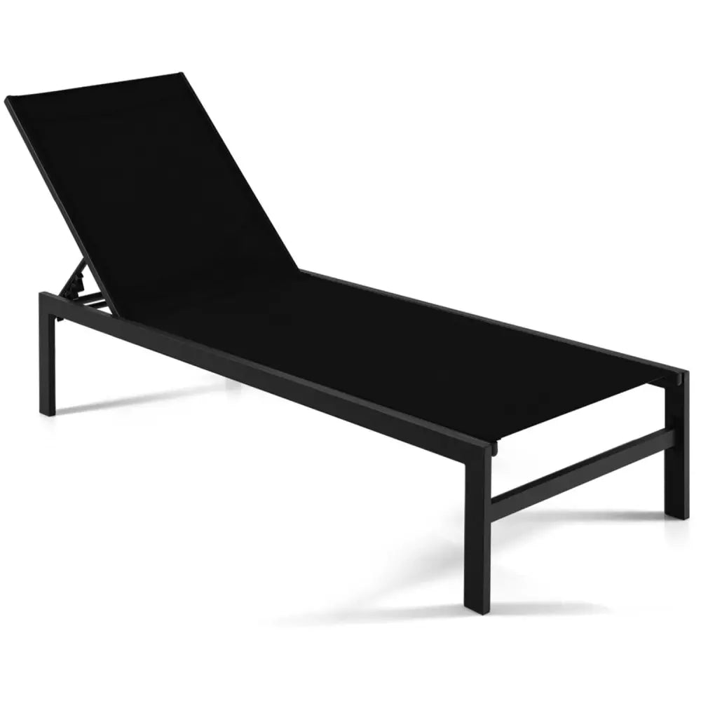6-Position Chaise Lounge Chairs with Rustproof Aluminium Frame-Black - Black - Outdoor Chaise Lounges