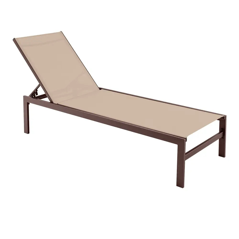 6-Position Chaise Lounge Chairs with Rustproof Aluminium Frame-Brown - Brown - Outdoor Chaise Lounges