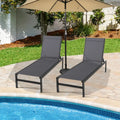 6-Position Chaise Lounge Chairs with Rustproof Aluminium Frame-Gray - Gray - Outdoor Chaise Lounges