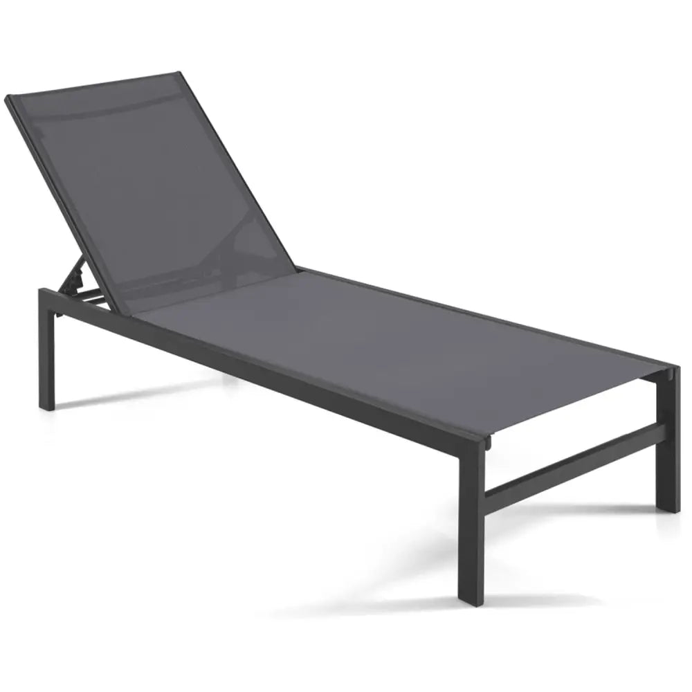 6-Position Chaise Lounge Chairs with Rustproof Aluminium Frame-Gray - Gray - Outdoor Chaise Lounges