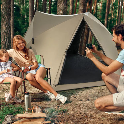 6-Sided Pop-up Family Tent with Rainfly Skylight 3 Doors 3 Windows-Green - Green - Tents