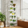 6-Tier Book Shelf with Metal Frame and 4 Anti-Tipping Kits Detachable Shelves-White - White - Bookcases