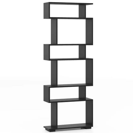 6-Tier Bookcase with Anti-Tipping Kit-Black - Black - Bookcases