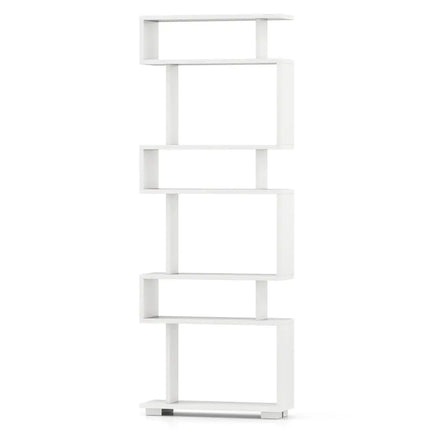 6-Tier Bookcase with Anti-Tipping Kit-White - White - Bookcases