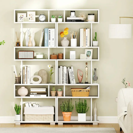 6-Tier Bookcase with Anti-Tipping Kit-White - White - Bookcases