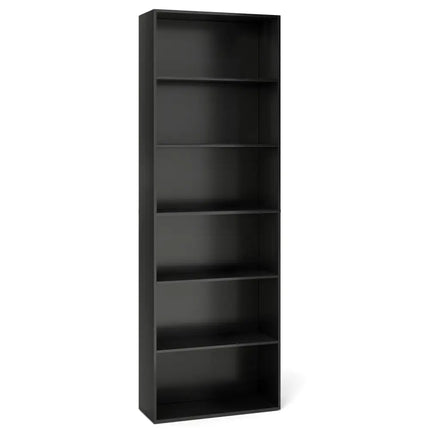 6-Tier Bookcase with 6 Open Shelves and Anti-Toppling Kits-Black - Black - Bookcases