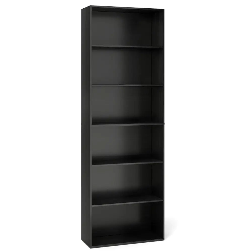 6-Tier Bookcase with 6 Open Shelves and Anti-Toppling Kits-Black - Black - Bookcases