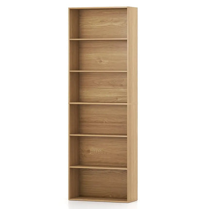 6-Tier Bookcase with 6 Open Shelves and Anti-Toppling Kits-Natural - Natural - Bookcases