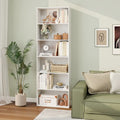 6-Tier Bookcase with 6 Open Shelves and Anti-Toppling Kits-White - White - Bookcases