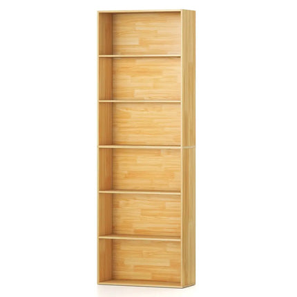 6-Tier Bookcase with 6 Open Shelves and Anti-Toppling Kits-Wood - Wood - Bookcases