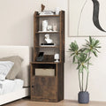 6-Tier Bookshelf Nightstand with Charging Station and Cabinet-Rustic Brown - Rustic Brown - Bookcases