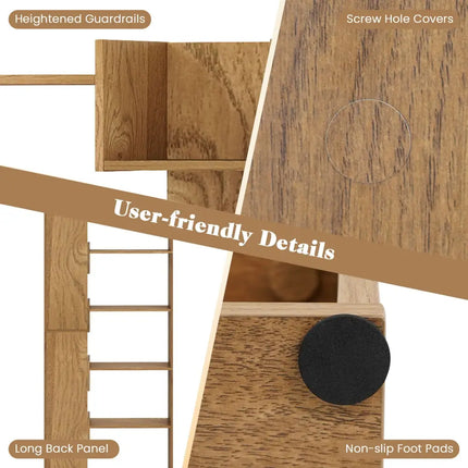 6-Tier Bookshelf Wooden Bookcase with 2 Anti-Tipping Kits Open Display Shelf-Natural - Natural - Bookcases