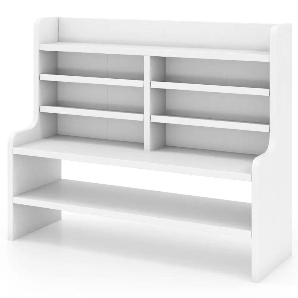 6-Tier Compact Storage Rack with 4 Removable Shelves for Small Spaces Home Office-White - White - Bookcases