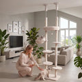 6-tier Floor to Ceiling Cat Tree with Plush Bed and Sisal Scratching Posts-Beige - Beige - Cat Trees Condos & Scratchers