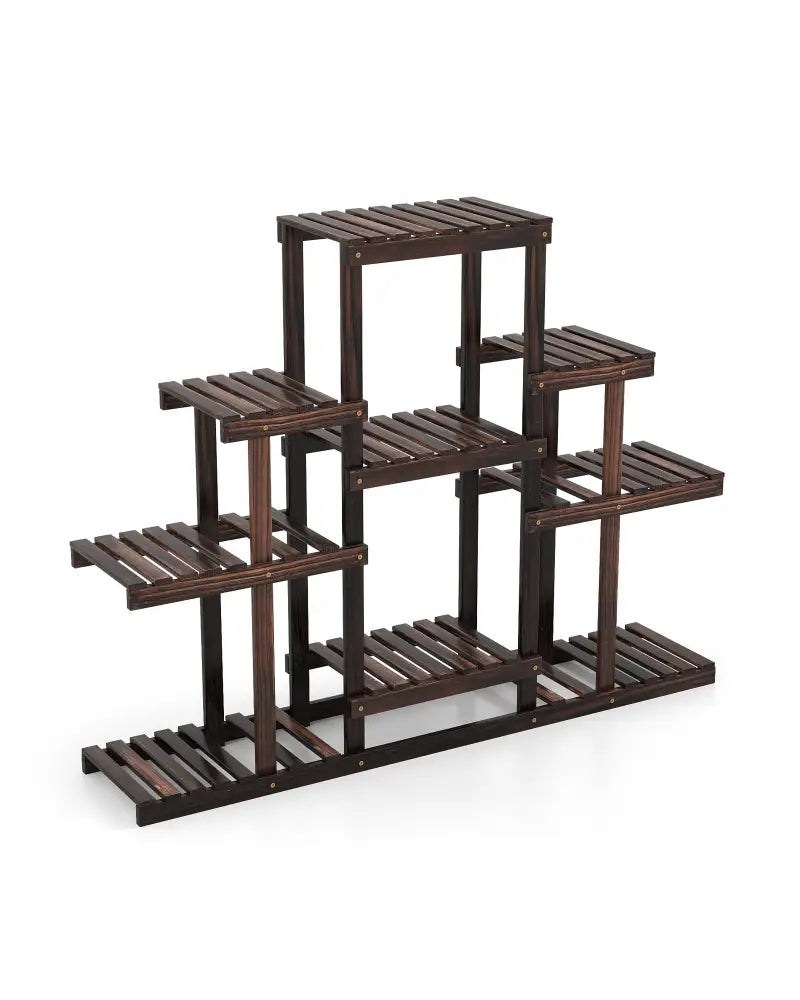 6-Tier Flower Wood Stand Plant Display Rack Storage Shelf - Brown - Plant Stands
