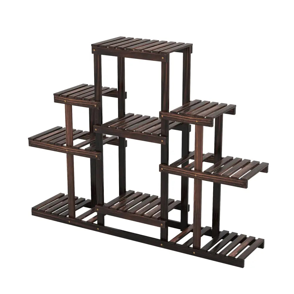 6-Tier Flower Wood Stand Plant Display Rack Storage Shelf - Brown - Plant Stands