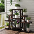 6-Tier Flower Wood Stand Plant Display Rack Storage Shelf - Brown - Plant Stands