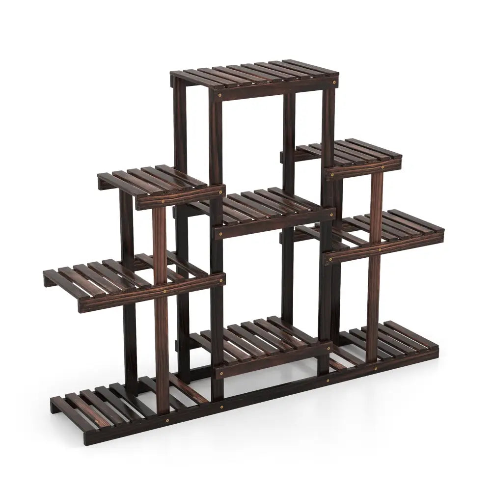 6-Tier Flower Wood Stand Plant Display Rack Storage Shelf - Brown - Plant Stands