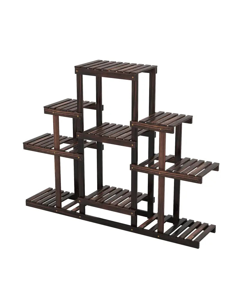 6-Tier Flower Wood Stand Plant Display Rack Storage Shelf - Brown - Plant Stands