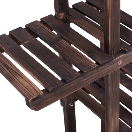 6-Tier Garden Wooden Plant Flower Stand Shelf for Multiple Plants Indoor or Outdoor - Brown - Plant Stands