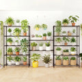6-Tier Metal Storage Shelving Unit Set of 2 Adjustable Utility Shelf with V-Shaped Wire Rack-Black - Black - Garages
