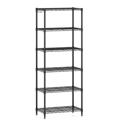 6-Tier Metal Storage Shelving Unit with V-Shaped Wire Rack and 900 LBS Capacity-Black - Black - Garages