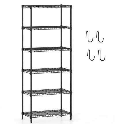 6-Tier Metal Storage Shelving Unit with V-Shaped Wire Rack and 900 LBS Capacity-Black - Black - Garages