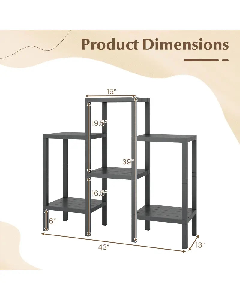 6-Tier Plastic Modular Storage Shelves for Living Room and Kitchen-Gray - Gray - Plant Stands