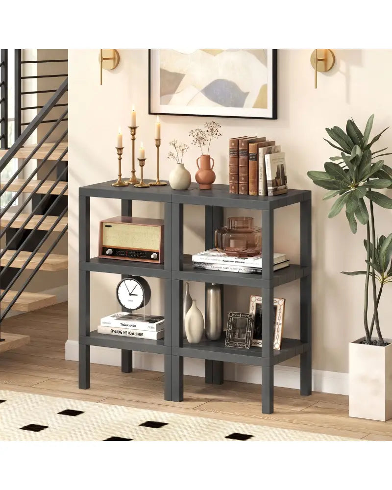 6-Tier Plastic Modular Storage Shelves for Living Room and Kitchen-Gray - Gray - Plant Stands