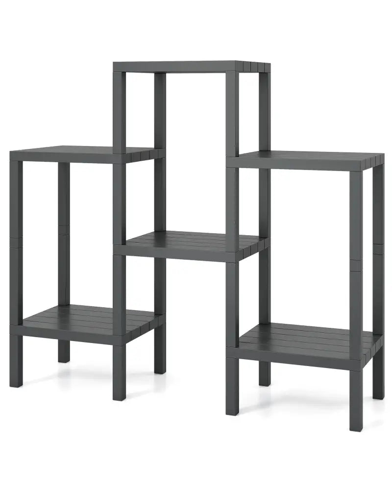 6-Tier Plastic Modular Storage Shelves for Living Room and Kitchen-Gray - Gray - Plant Stands