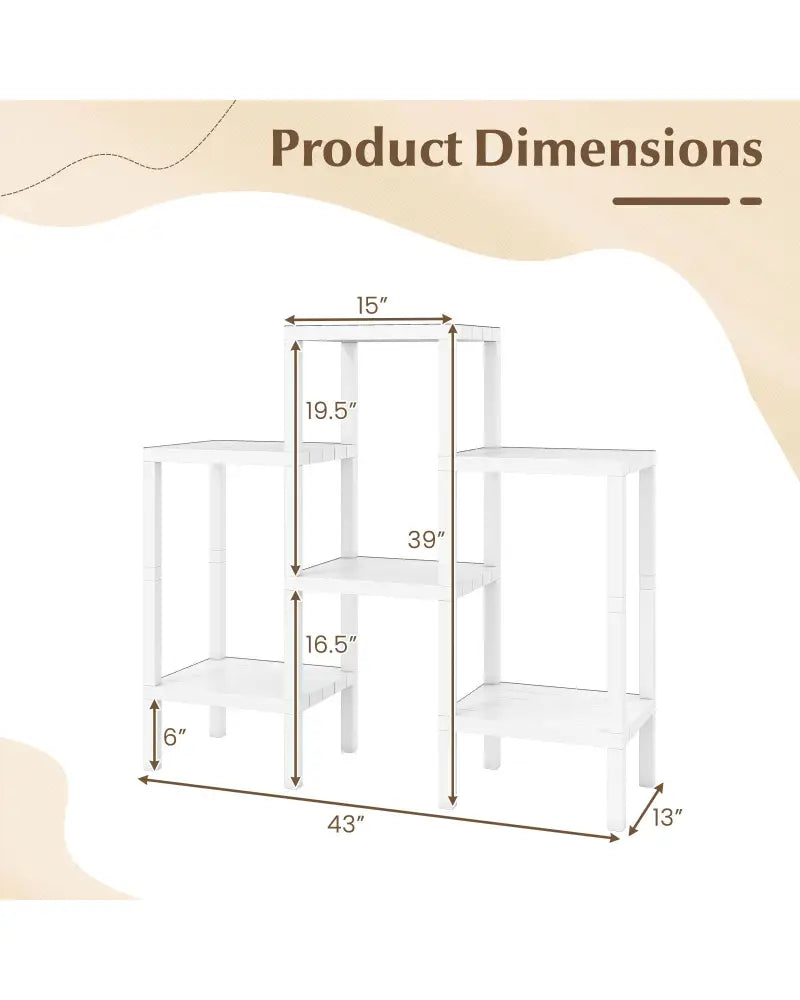 6-Tier Plastic Modular Storage Shelves for Living Room and Kitchen-White - White - Plant Stands