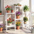 6-Tier Plastic Modular Storage Shelves for Living Room and Kitchen-White - White - Plant Stands