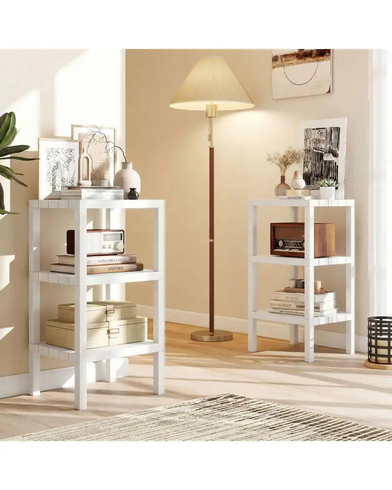 6-Tier Plastic Modular Storage Shelves for Living Room and Kitchen-White - White - Plant Stands