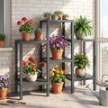 6-Tier Plastic Modular Storage Shelves for Living Room and Kitchen-Gray - Gray - Plant Stands
