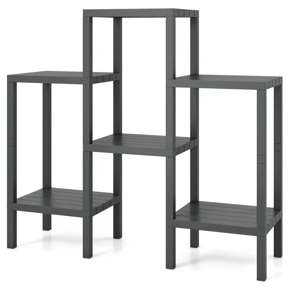 6-Tier Plastic Modular Storage Shelves for Living Room and Kitchen-Gray - Gray - Plant Stands