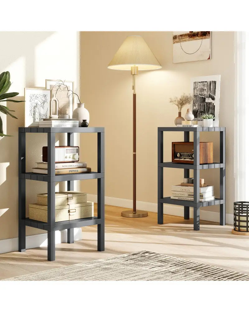 6-Tier Plastic Modular Storage Shelves for Living Room and Kitchen-Gray - Gray - Plant Stands